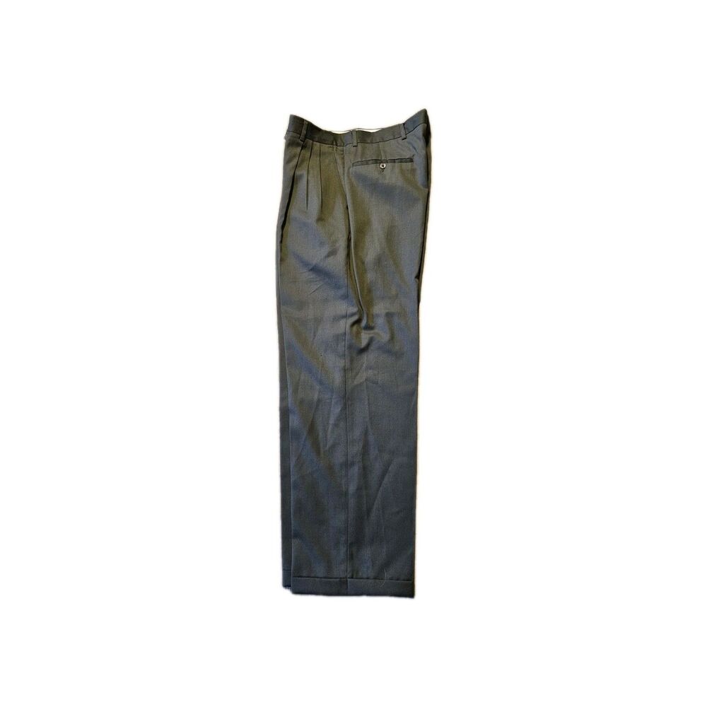 Gianni Cortese Men's Wool Dres  Size 36 Green Pleated Cuffed Straight 36x32